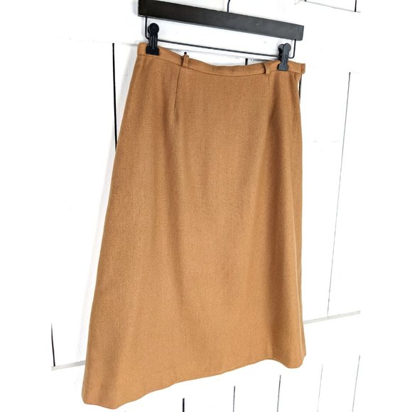 Vintage Century tan beige wool midi aline pencil skirt - Picture 3 of 6